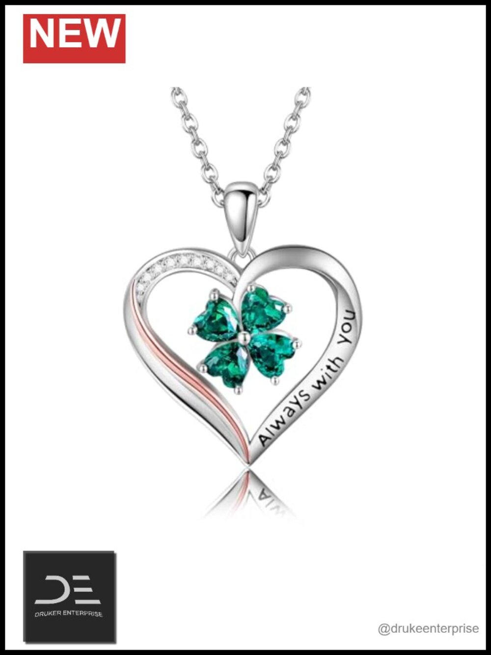 925 Sterling Silver Four Leaf Clover Pendant Necklace